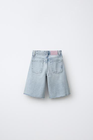 JEWEL EMBELLISHED DENIM BERMUDA SHORTS - Light blue by Zara - Image 1