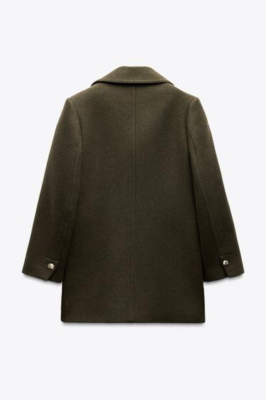 MANTEAU EN MÉLANGE DE LAINE ZW COLLECTION - Kaki de Zara - Image 5