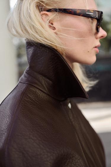 BLOUSON BOMBER EFFET MATIÈRE SYNTHÉTIQUE - Bordeaux de Zara - Image 6