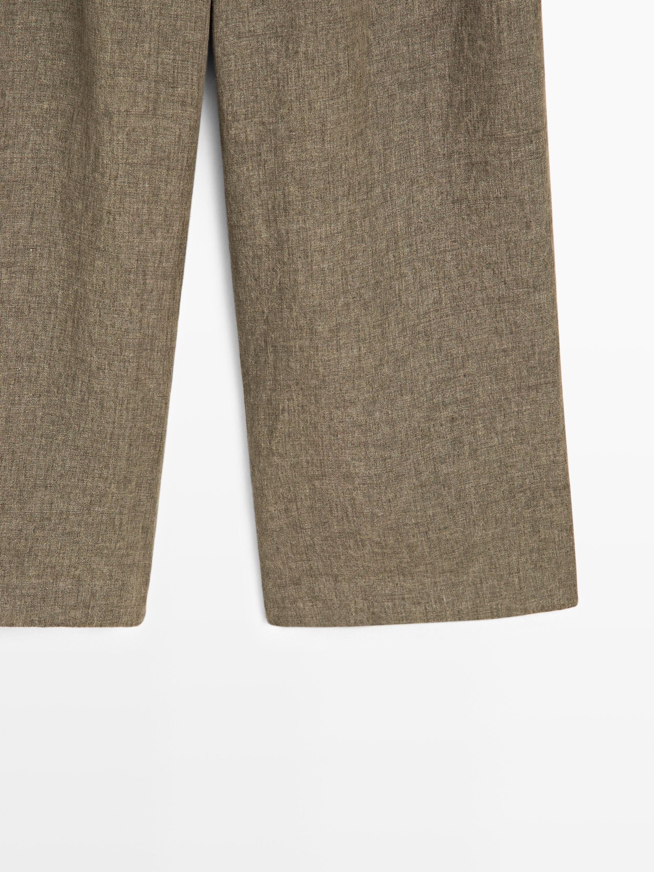 Pantalon large à pinces 100 % lin