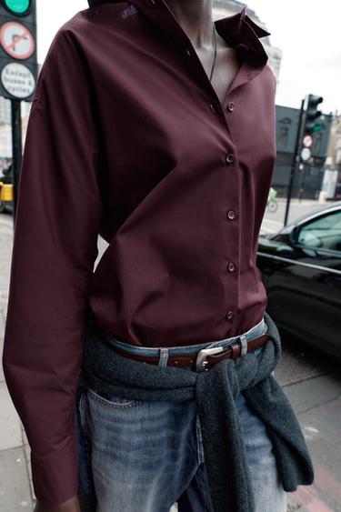 POPLIN OVERSIZE SHIRT - Aubergine by Zara