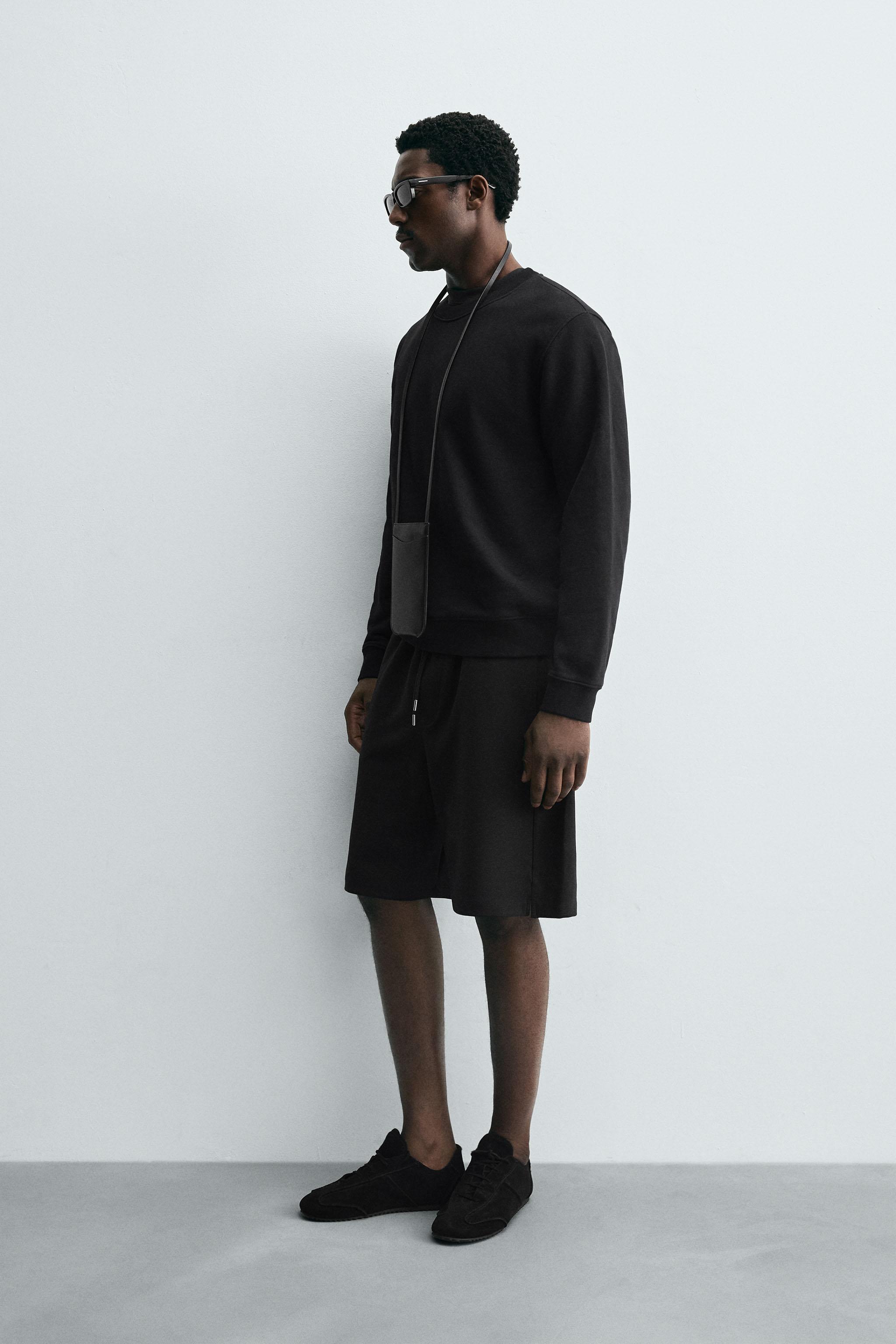 インターロックラベルバミューダパンツ - ブラック | ZARA Japan