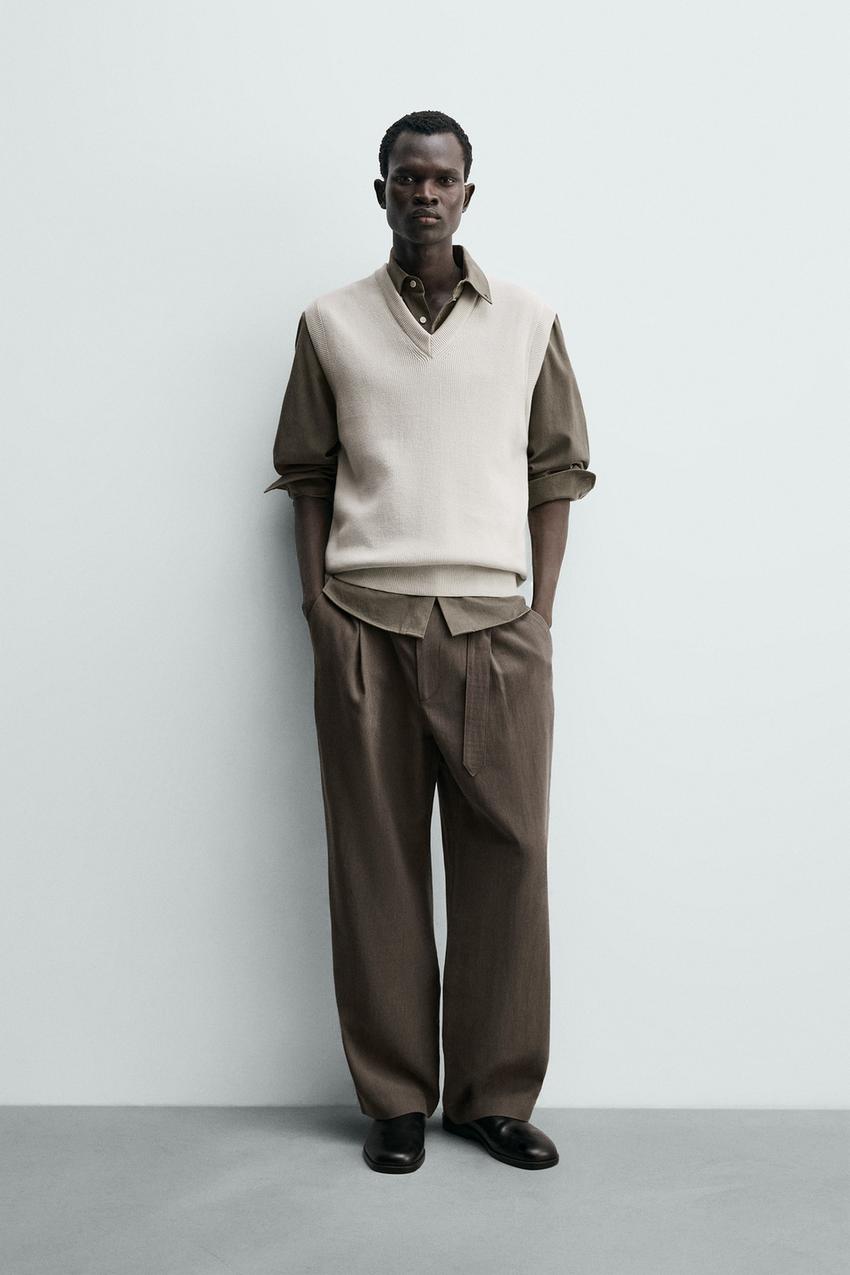 FLOWY BELTED PANTS - Mid khaki | ZARA United States