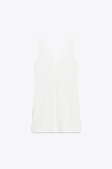 ROBE EN SERGÉ À POCHES - Blanc de Zara - Image 5