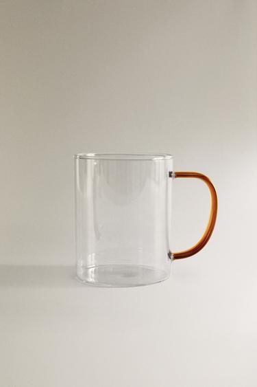 BOROSILICATE GLASS MUG WITH COLOURED HANDLE - Orange by Zara - Image 0