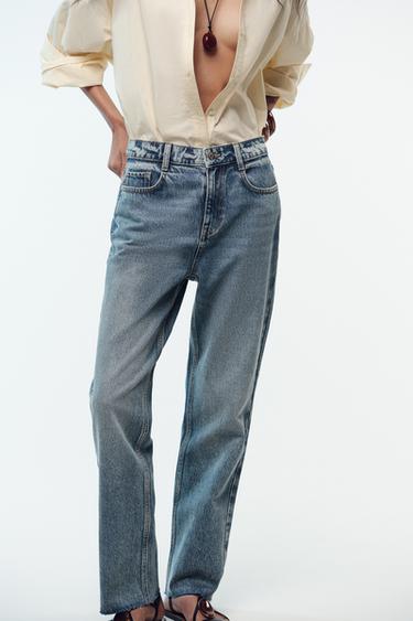 JEANS Z.02 STRAIGHT ANKLE HIGH-WAIST - Blue / Green by Zara