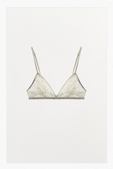 LACE TRIANGLE BRA - Grey by Zara