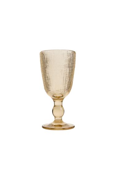RAISED DESIGN WINE GLASS - Brown by Zara