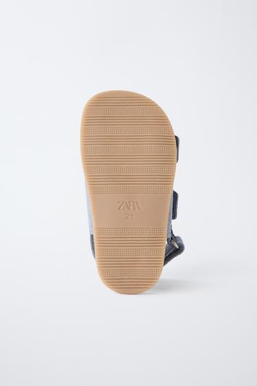 SANDALES PIEDS NUS DOUBLE BRIDE EN CUIR - Bleu de Zara - Image 7