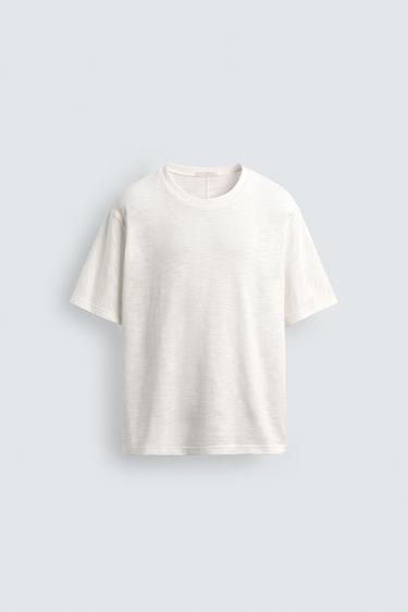 CAMISETA RELAXED FIT ESTRUCTURA - Blanco de Zara - Imagen 0