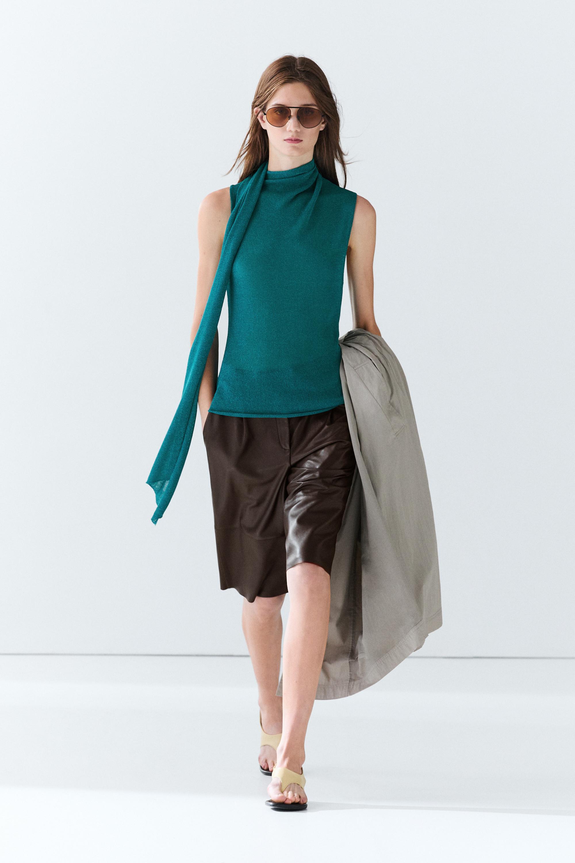 High neck top with scarf detail - Turquoise | ZARA United States