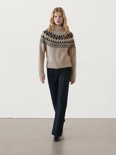 Zara Wool blend jacquard knit sweater - Beige marl - Image 0