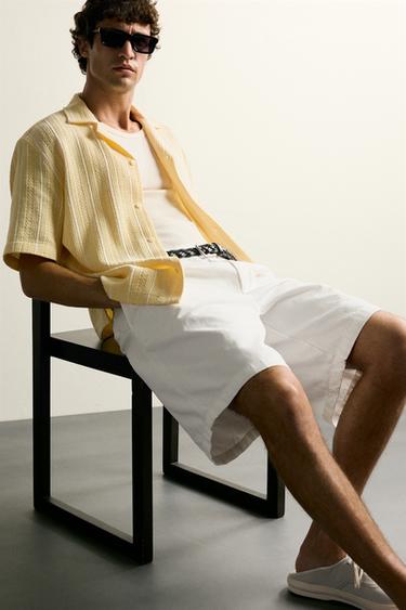 CHEMISE REGULAR FIT JACQUARD RAYURES - Jaune de Zara - Image 6