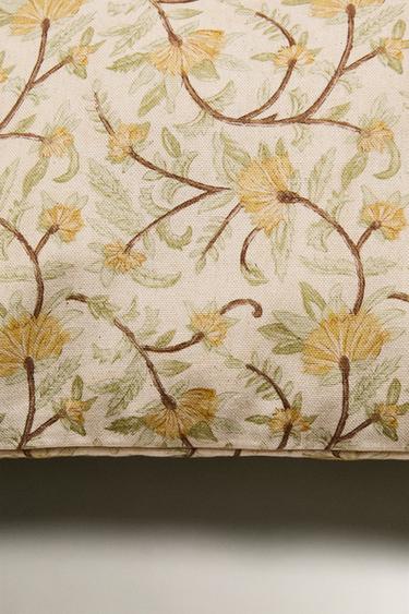 FLORAL CUSHION COVER - Yellow by Zara