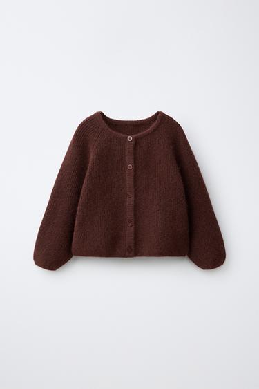PLAIN KNIT CARDIGAN - Brown by Zara