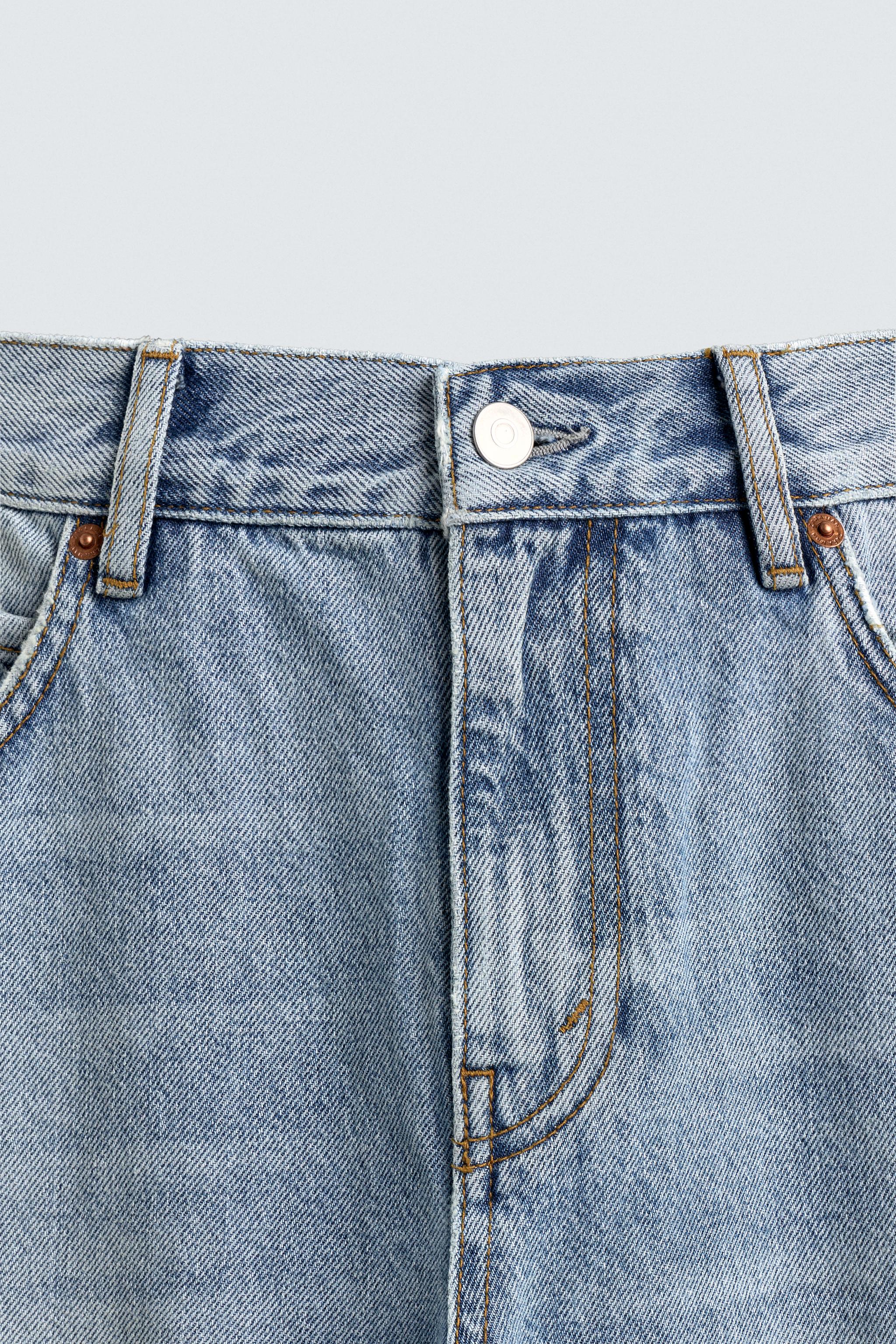 ZARA デニムパンツ フレアフィット ライトブルー 完売品】ダメージ加工 
