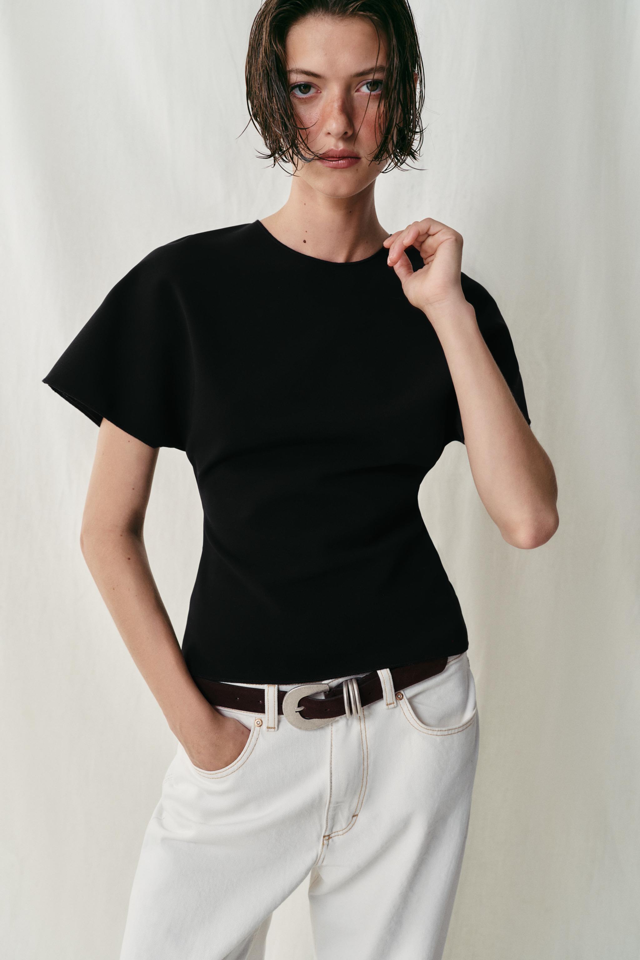 Женские топы Zara SHORT SLEEVE CUT OUT TOP — фото 2