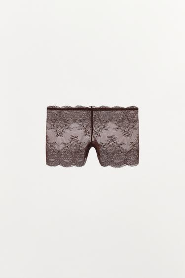 LACE CULOTTES BRIEFS - Dark brown by Zara