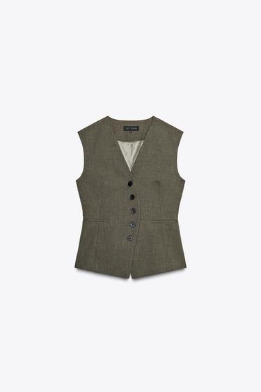CHALECO BOTONES ZW COLLECTION - kaki-med de Zara