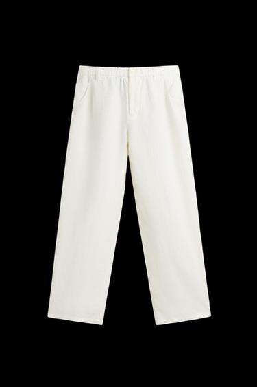 PANTALÓN RELAXED FIT 100% CÁÑAMO - Blanco roto de Zara - Imagen 0