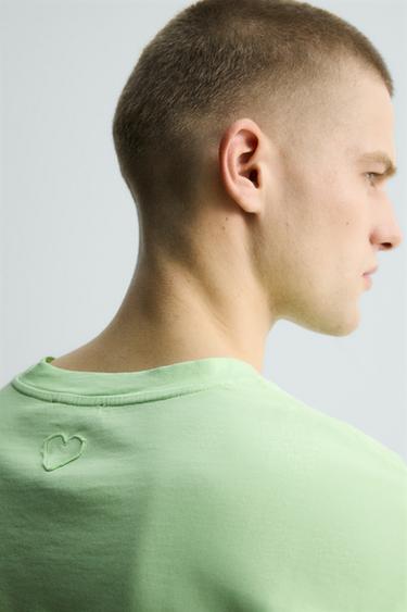 EMBROIDERED HEART T-SHIRT - Light green by Zara - Image 6