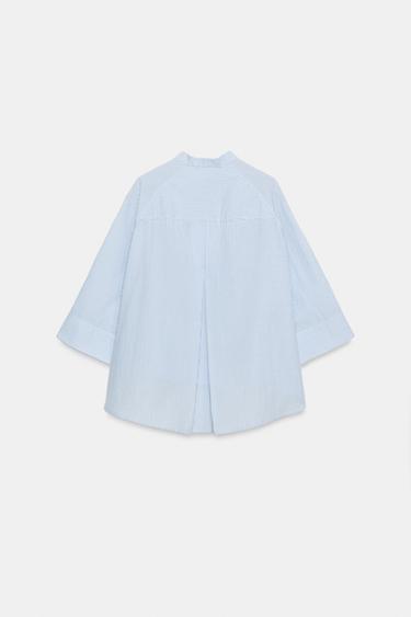 ASYMMETRIC STRIPED SHIRT ZW COLLECTION - Blue/White by Zara - Image 7