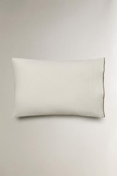 KIDS' SHELL STITCH COTTON PILLOWCASE - Green by Zara - Image 1