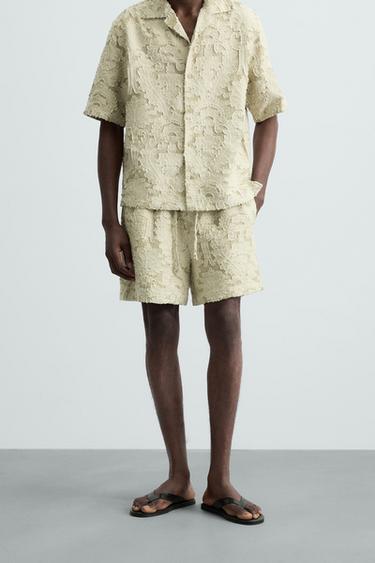 BERMUDA JACQUARD GEOMÉTRICO - Khaki de Zara
