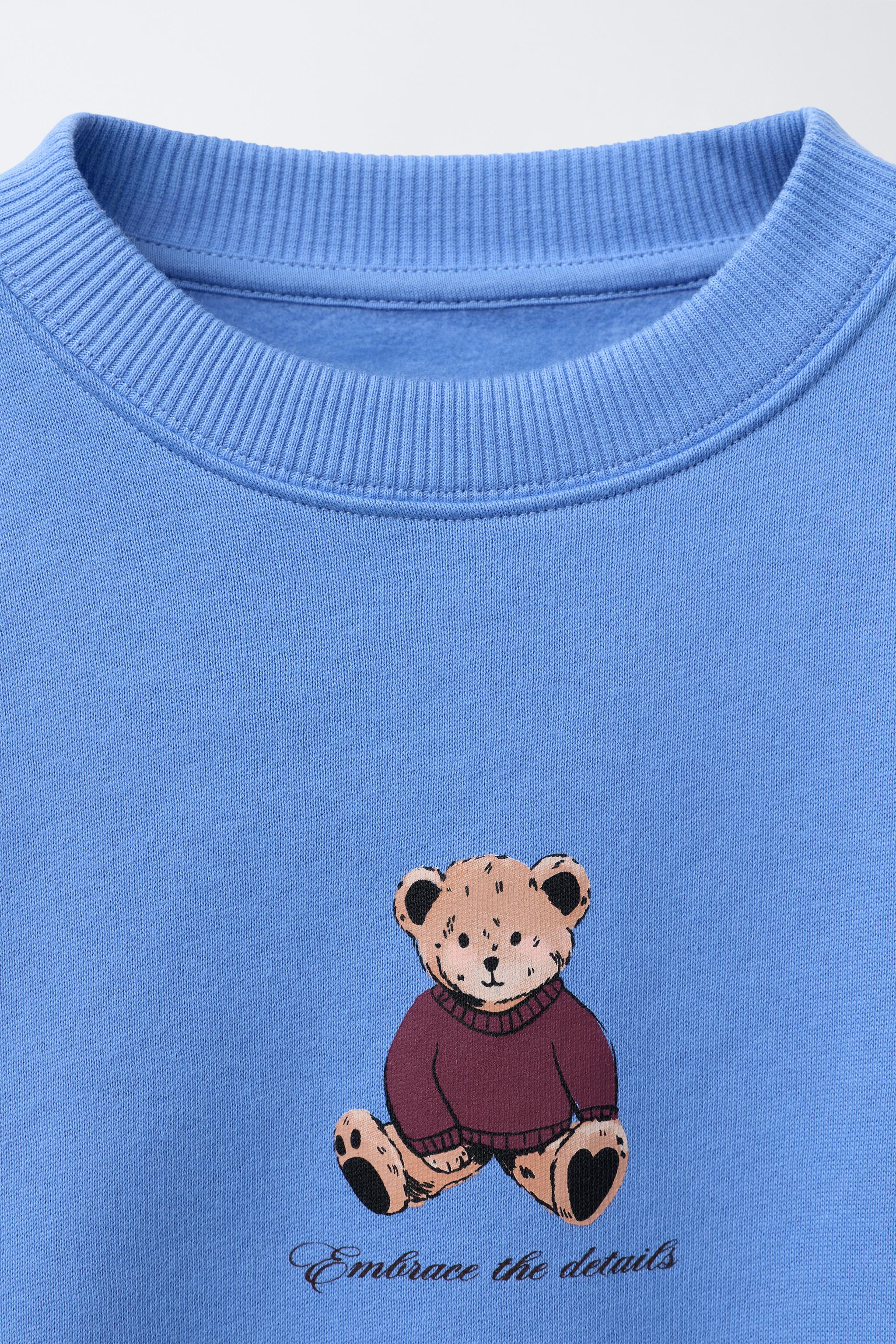 BEAR AND TEXT PRINT SWEATSHIRT