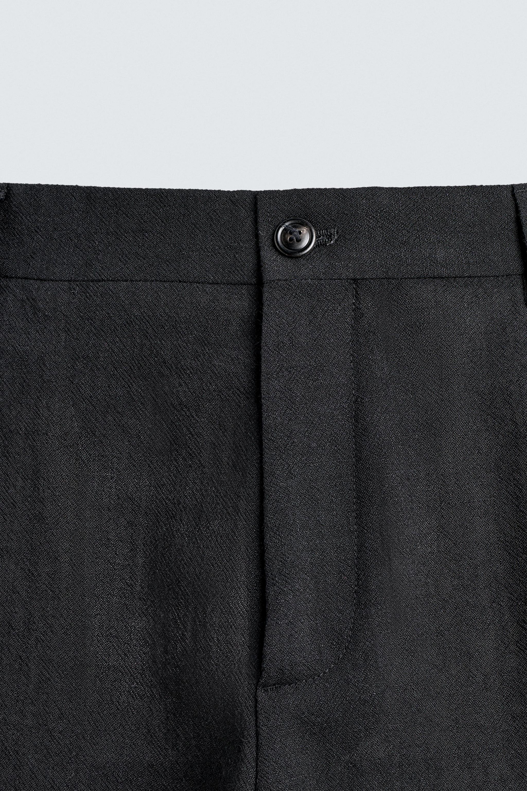 TEXTURED 100% WOOL SUIT PANTS - Black | ZARA United States