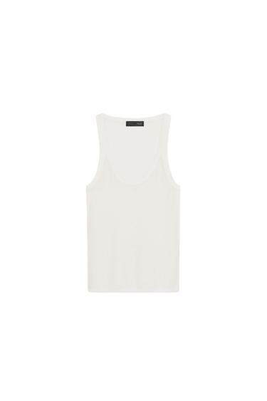 FINE-KNIT SLEEVELESS TOP - White by Zara