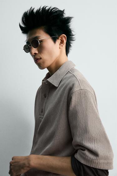EMBOSSED RELAXED FIT POLO SHIRT - Light grey by Zara