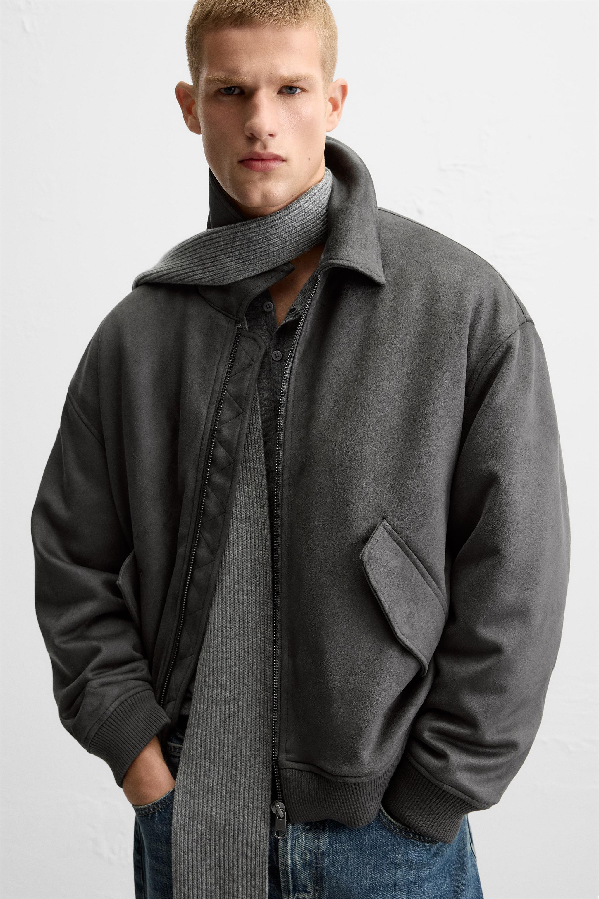 フェイクスエード ボンバージャケット - ブラック | ZARA Japan