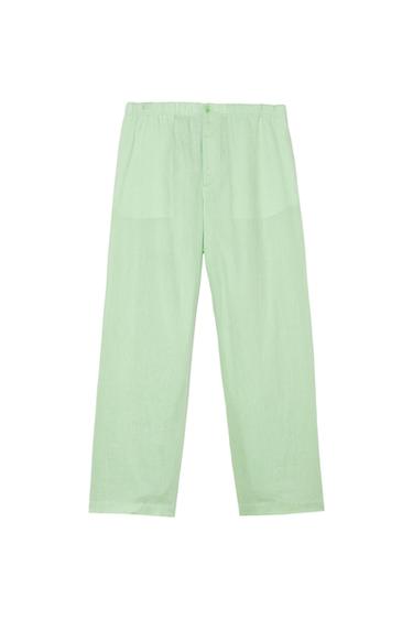 RELAXED FIT 100% LINEN TROUSERS - Sea green by Zara