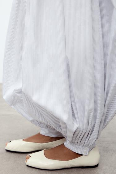 BALLERINES BOUT OUVERT EN CUIR - Blanc de Zara - Image 1