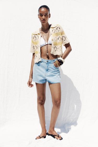 Z1975 HIGH-WAIST DENIM SHORTS - Indigo by Zara