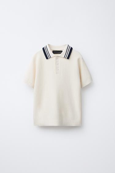 COTTON RIBBED POLO SHIRT - Ecru by Zara