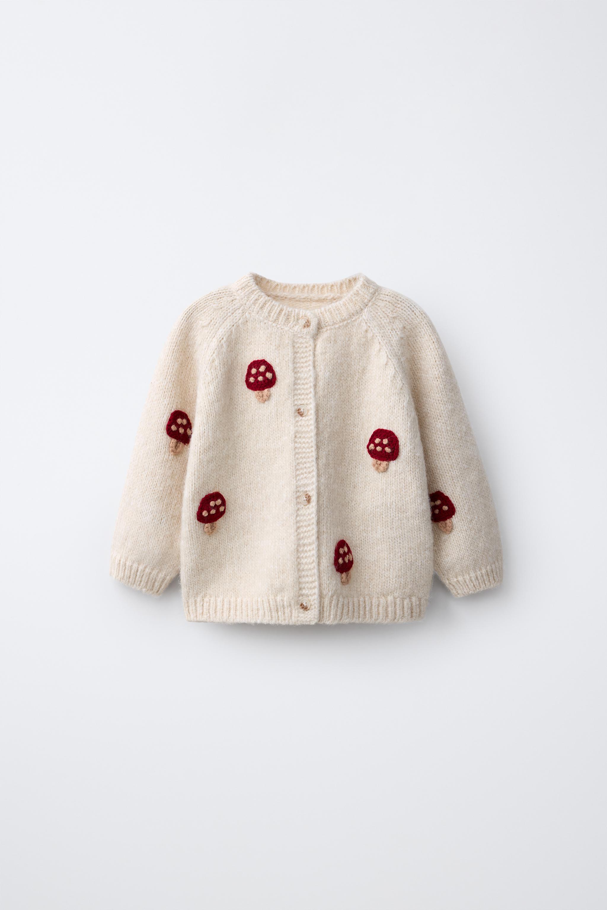 GILET EN MAILLE BRODÉ DE CHAMPIGNONS