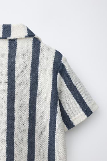 CHEMISE EN MAILLE À RAYURES - Bleu de Zara - Image 3