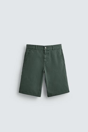 Zara RELAXED FIT LIMITED EDITION BERMUDA SHORTS - Sea green