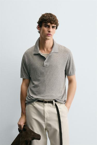 POLO PUNTO LINO - ALGODÓN - Gris vigoré de Zara