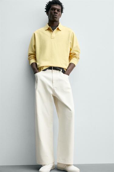 POLO PIQUÉ REGULAR FIT DÉLAVÉ - Jaune de Zara - Image 5