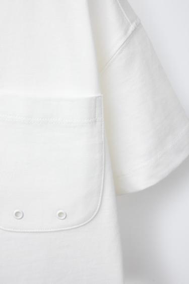 PLAIN T-SHIRT WITH POCKET - White by Zara - Image 3