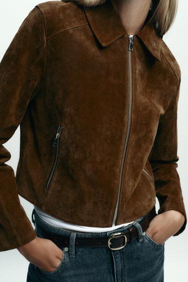 100% LEATHER SHORT JACKET - whisky by Zara - Image 4