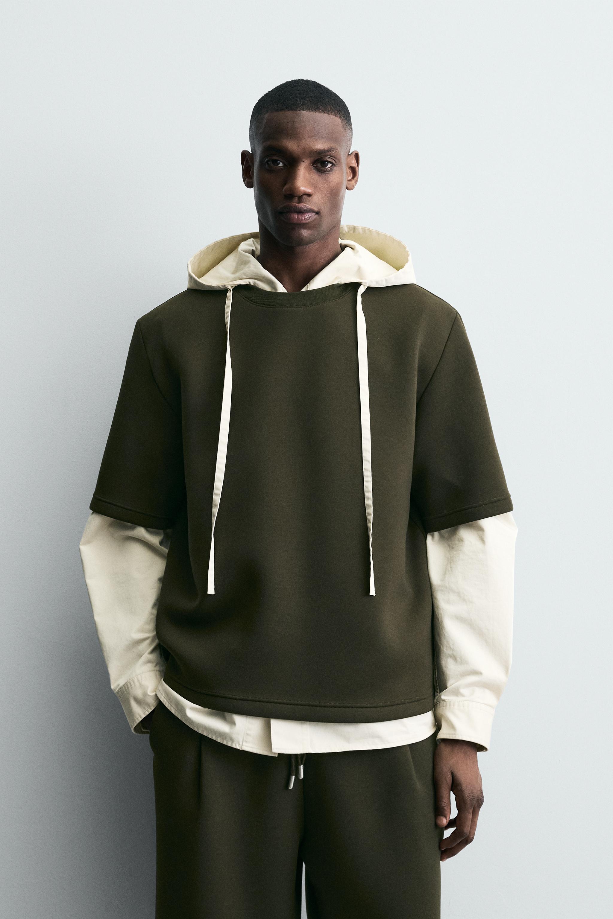 PERVERZU スエット NEOPRENE EFFECT STUD SWEATSHIRT - Dark green | ZARA United