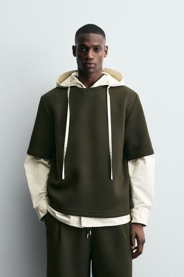 NEOPRENE-EFFECT SWEATSHIRT WITH STUD - Dark green by Zara