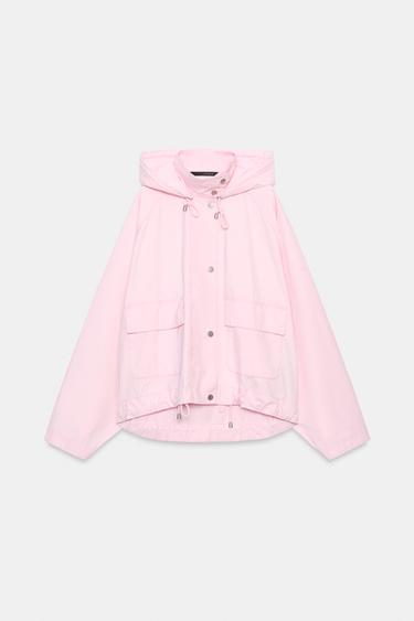 HOODED JACKET WITH ADJUSTABLE HEM - Pink by Zara - Image 4