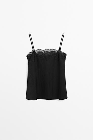 Zara Lace camisole top - Black - Image 0