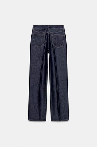 JEANS Z1975 STRAIGHT MID-WAIST CREASED - Blue by Zara