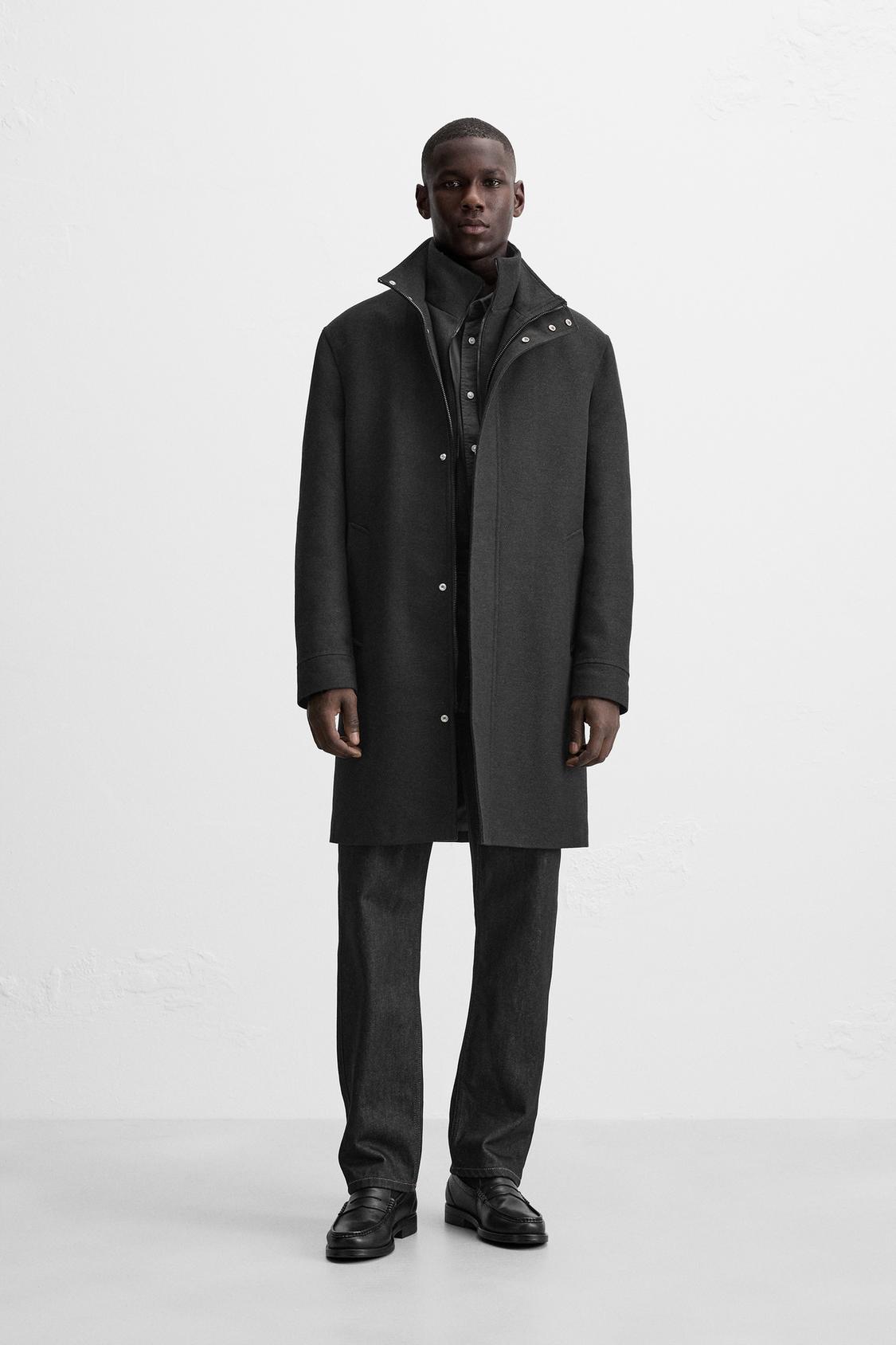 ПАЛЬТО СО СЪЕМНЫМ ВОРОТНИКОМ ZARA